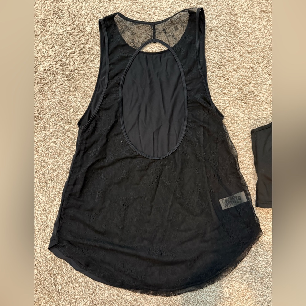 Mono B Black Lace-Trim Athletic Tank & sports Bra - Picture 5 of 13